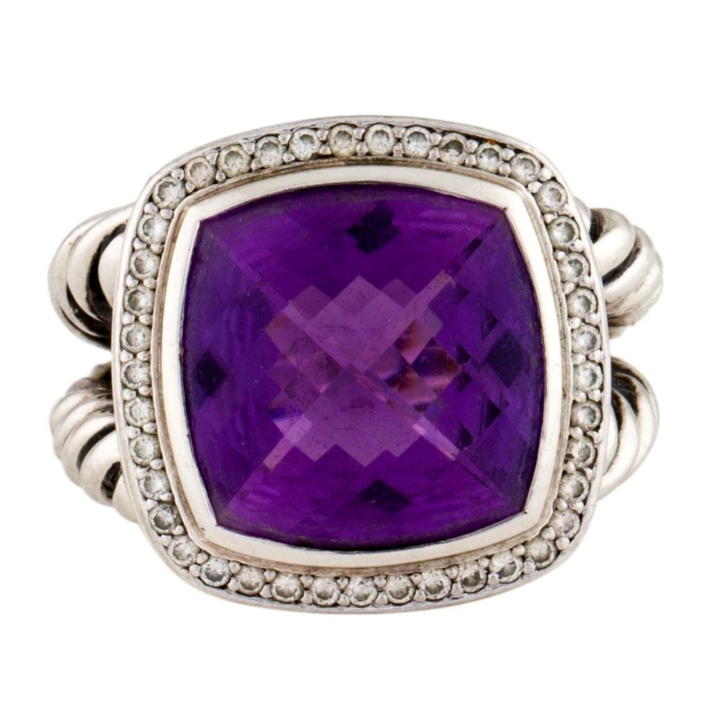 DAVID YURMAN DIAMOND & AMETHYST STERLING SILVER 925 ALBION COCKTAIL RING - Picture 1 of 7